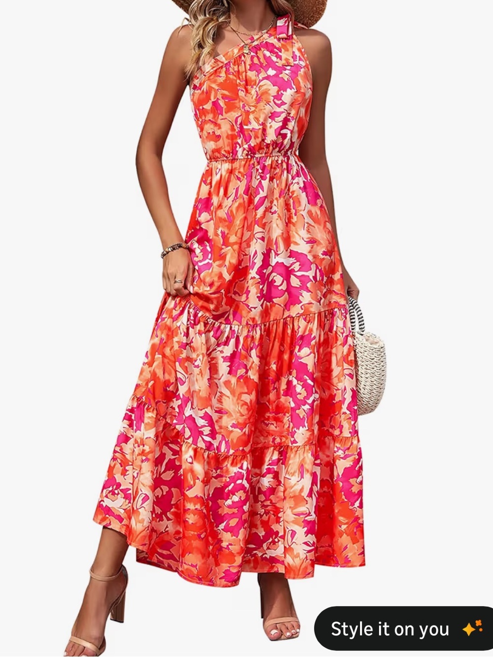 Summer Floral One Shoulder Maxi Dress